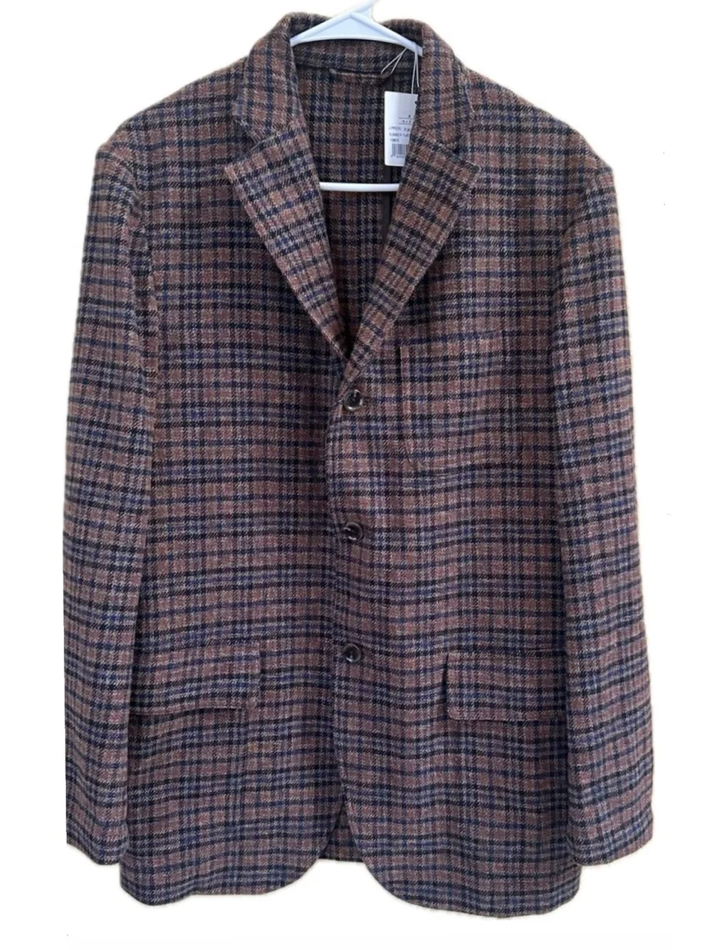 J.Press Brown Check Cotton Tweed 3 Button Sport Coat Blazer Size 40 NWT